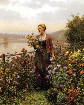 古典的な花 Painting - 庭の女性 同胞ダニエル・リッジウェイ ナイト・フラワーズ